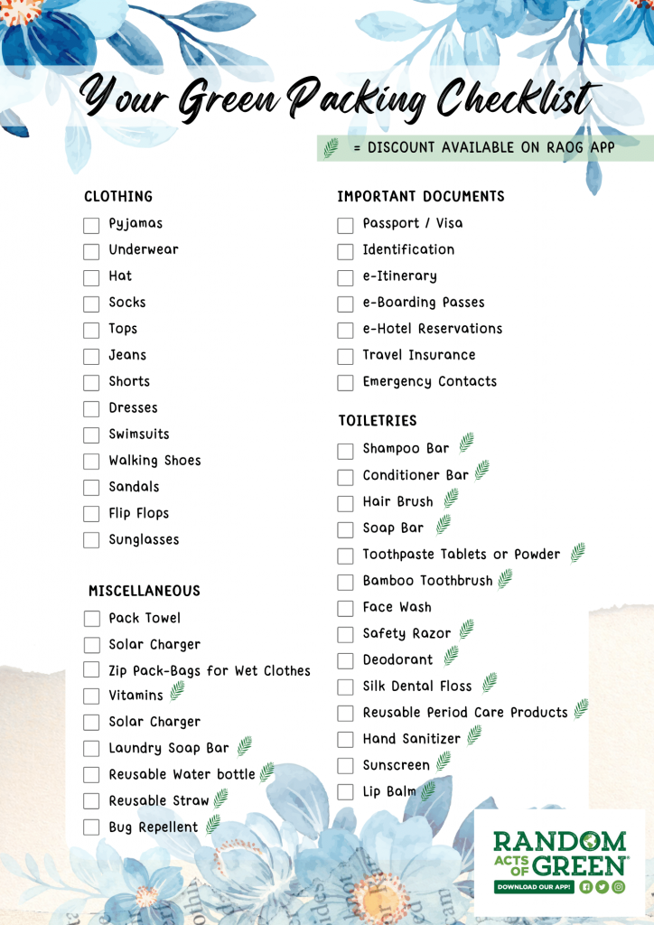eco friendly travel pack list